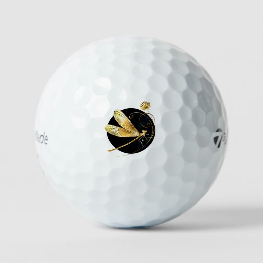 Balles De Golf libellule d'or en cercle noir (Recto)