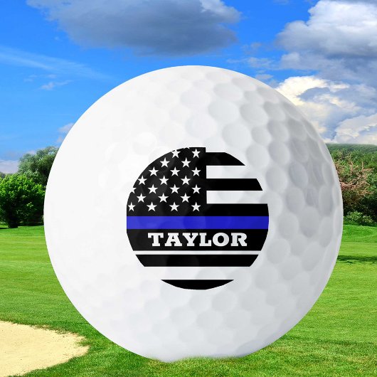 Balles De Golf Ligne Bleue Mince & Golf USA drapeau de police per