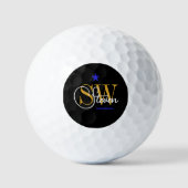 Balles De Golf Ligne Bleue & Nom Monographique / Signature Modern (Recto)