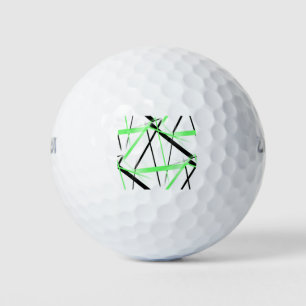 Balles De Golf Ligne Moderne Géométrie Cool Blanche Noir Vert Cit