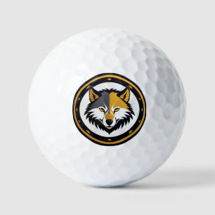 Balles De Golf Logo à emblème de loup avec cercle doré