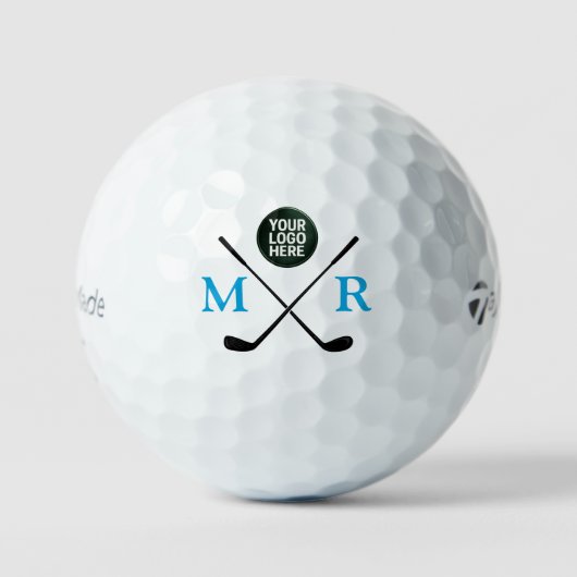 Balles De Golf Logo avec monogramme d'initiales bleues (Recto)
