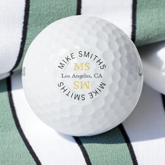 Balles De Golf Logo circulaire monogramme joueur de golf