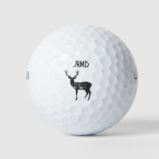 Balles De Golf Logo d'animal cerf de rut Monogramme Art (Devant)