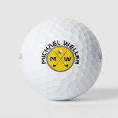 Balles De Golf Logo de golfeur cool sur jaune (Devant)