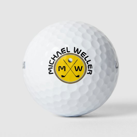 Balles De Golf Logo de golfeur cool sur jaune (Devant)