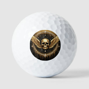 Balles De Golf 💎 Logo des ailes de crâne gothiques pour cadeaux 
