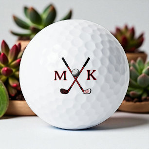 Balles De Golf Logo des clubs traversés Golfer Modern Initials