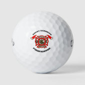 Balles De Golf Logo du service des incendies Insigne or et rouge (Devant)