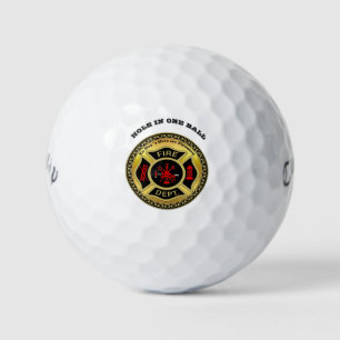 Balles De Golf Logo du service d'incendie Badge noir et or