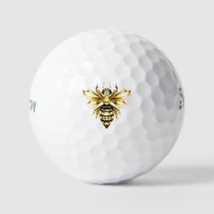 Balles De Golf Logo Faux Gold Foil Bee Polygonal sur Noir