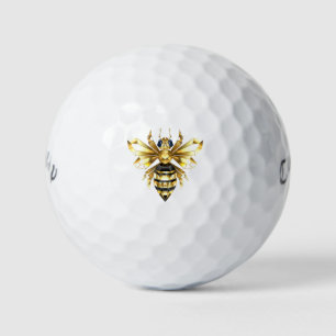 Balles De Golf Logo Faux Gold Foil Bee Polygonal sur Noir