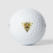 Balles De Golf Logo Faux Gold Foil Bee Polygonal sur Noir (Devant)