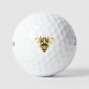 Balles De Golf Logo Faux Gold Foil Bee Polygonal sur Noir