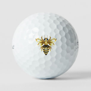 Balles De Golf Logo Faux Gold Foil Bee Polygonal sur Noir