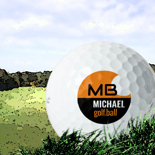 Balles De Golf Logo moderne noir et orange Bal de golf