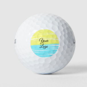 Balles De Golf logo personnalisé simple aquarelle jaune bleu
