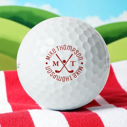 Balles De Golf Logo RED Monogramme pour les golfeurs | Boule avec