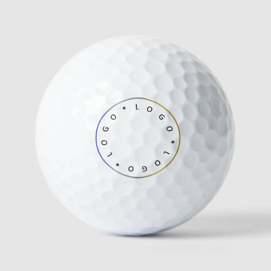 Balles De Golf Logo Rond Personnalisé avec Cadre Bleu Argent Doré (Recto)