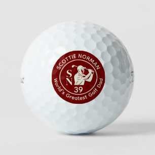 Balles De Golf LOGO rouge foncé "Le plus grand papa de golf du mo