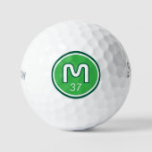 Balles De Golf Logo vert moderne Monogramme gras avec âge (Recto)