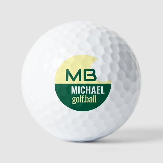 Balles De Golf Logo vert moderne (nom avec initiales) (Recto)