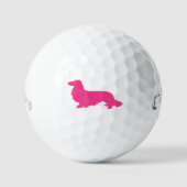 Balles De Golf Longue Cheveux Dachshund Pink Golfer Cadeau (Recto)