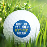 Balles De Golf Lost Golf Ball Plan de jeu Nom personnalisé Funny<br><div class="desc">Si vous avez un ami ou un proche qui perd constamment des balles de golf, alors voici un cadeau amusant pour eux! Ce design peut être personnalisé avec le nom du golfeur pour en faire le leur unique. Il est toujours important d'avoir un bon plan de jeu, mais même les...</div>