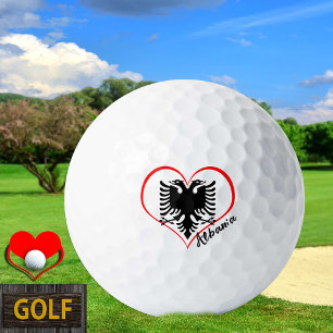Balles De Golf Love Albanie Golf Balls, drapeau albanais, Coeur