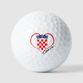 Balles De Golf Love Croatia Golf Balls, drapeau croate, Coeur (Recto)