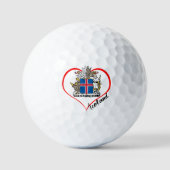 Balles De Golf Love Islande Golf Balls, drapeau islandais, Coeur (Recto)