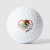 Balles De Golf Love Mexico Golf Balls, drapeau mexicain, Coeur (Recto)
