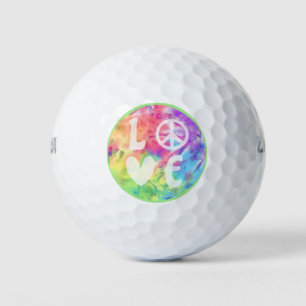 Balles De Golf Love Peace Sign Heart Fun Pastel Rainbow Tie Dye