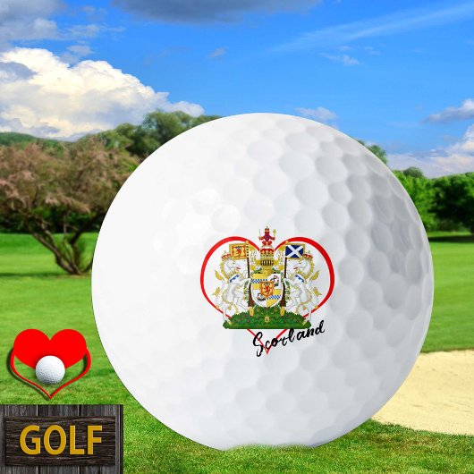 Balles De Golf Love Scotland Golf Balls, drapeau écossais, Heart