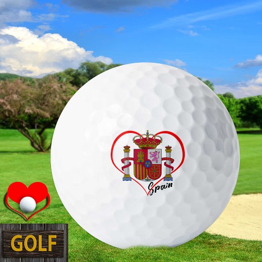 Balles De Golf Love Spain Golf Balls, drapeau espagnol, Coeur