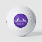 Balles De Golf Lovebirds violet Floral Vine Golf Balls (Devant)