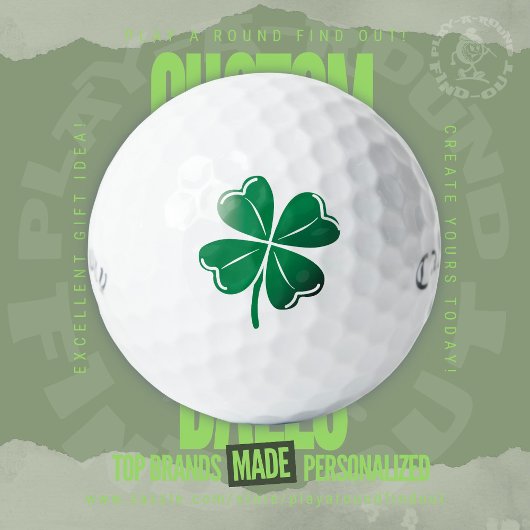 Balles De Golf Lucky Green Four Leaf Clover Shamrock St Patrick's
