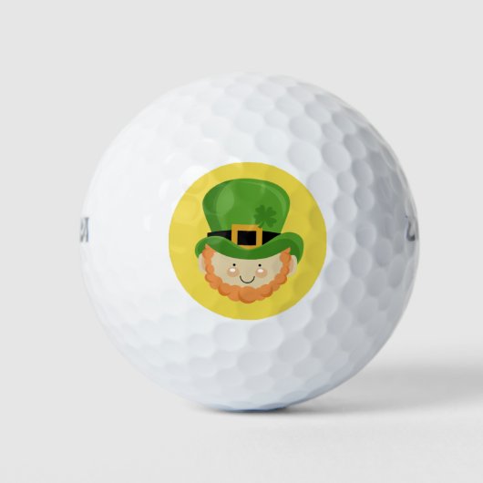 Balles De Golf Lucky Irish Leprechaun avec shamrock dans son casq (Devant)