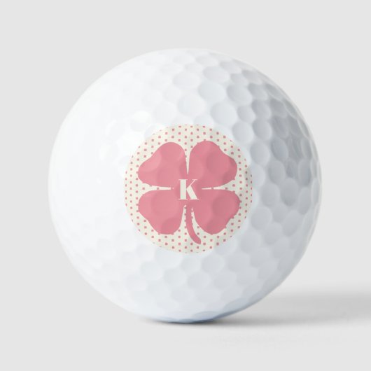 Balles De Golf Lucky Pink Clover avec Monogramme (Recto)