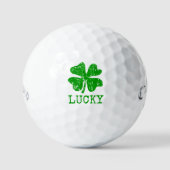 Balles De Golf Lucky vert quatre feuilles trèfle personnalisé (Recto)