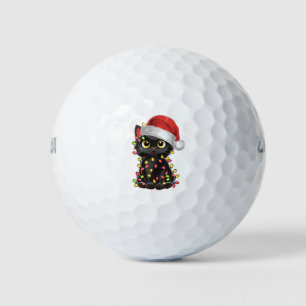 Balles De Golf Lumières de sapin de Noël chat noir drôle de chato