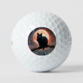 Balles De Golf Lune de chat noir d'Halloween effrayant, (Recto)