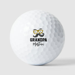 Balles De Golf Lunettes Jaunes Drôles Et Moustache Grand-Père Per