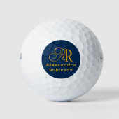 Balles De Golf Luxueux Monogramme Or & Nom Golf Balls (Devant)