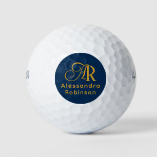 Balles De Golf Luxueux Monogramme Or & Nom Golf Balls