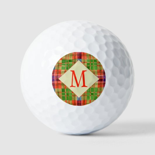 Balles De Golf MAC RAE TARTAN Golf Balls + Initiale (Recto)