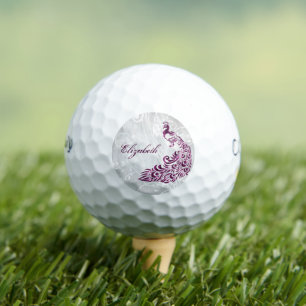 Balles De Golf Magenta Peacock Boules de golf personnalisées