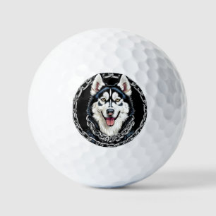 Balles De Golf Magnifique chien husky aux couleurs vives
