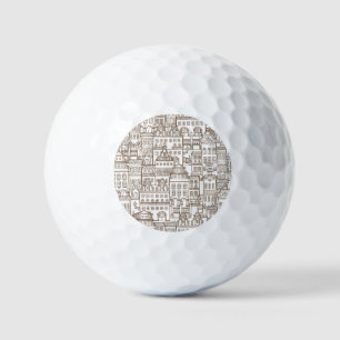 Balles De Golf Maisons vintages : Architectural Seamless Motif.