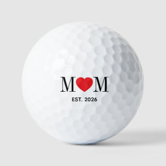 Balles De Golf Maman minimaliste avec cœur rouge